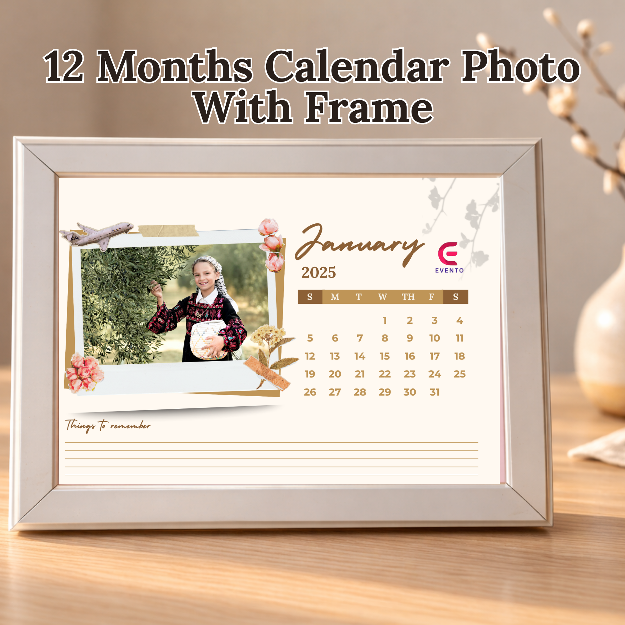 12 Month Calendar Photo With Frame